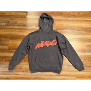 White Fox Boutique Charcoal Gray Oversized Chenille Logo Hoodie Sweatshirt S/M